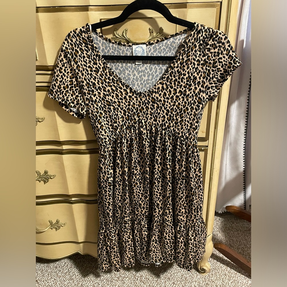 BLUE RAIN Short Sleeve Leopard Dress